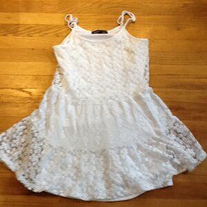 White Babydoll Dress with White Lace & Broderie Anglaise Overlay